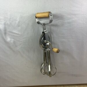 Vintage Androck Egg Beater Hand Mixer – Wood Handle Mid-Century